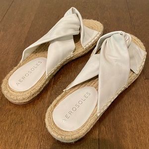Aerosoles Paramus Sandal - espradrille & white leather, size 8.5